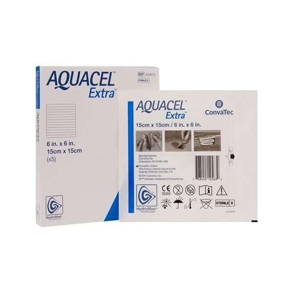 Aquacel Extra Hydrofiber Dressing 6x6" Non-Adhesive