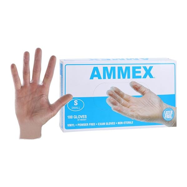 Ammex Vinyl Exam Gloves Small Clear Non-Sterile