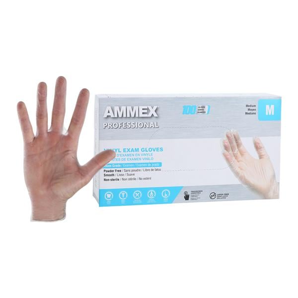 Ammex Vinyl Exam Gloves Medium Clear Non-Sterile