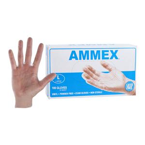 Ammex Vinyl Exam Gloves Large Clear Non-Sterile