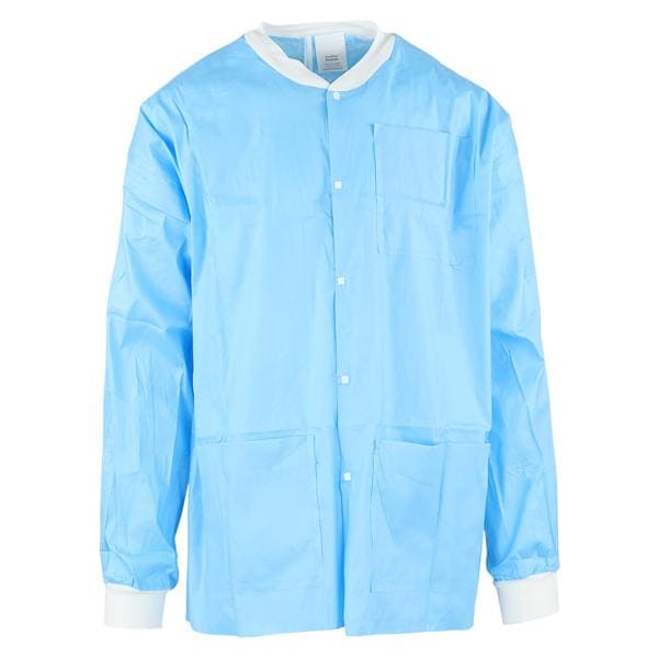 MedFlex Premium Lab Jacket Cotton Like Fabric Large Light Blue 10/Pk