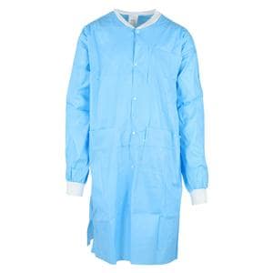 MedFlex Premium Lab Coat Cotton Like Fabric X-Large Light Blue 10/Pk