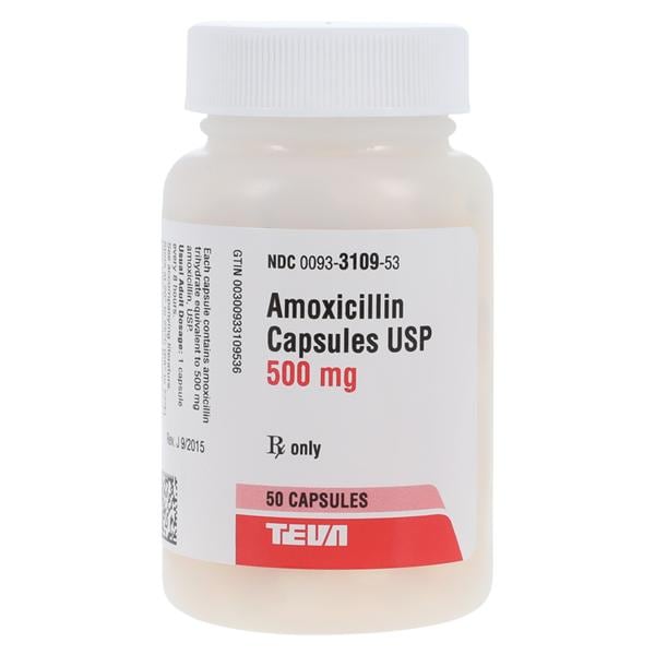 Amoxicillin Capsules 500mg Bottle 50/Bt