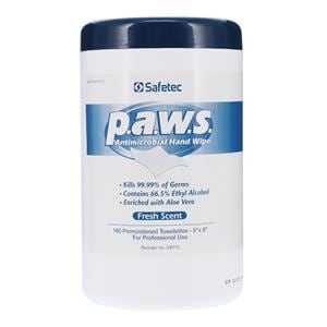 Sanitizer Wipes p.a.w.s. 65.9% Ethyl Alcohol Fresh Scent 160/Cn, 12 CN/CA