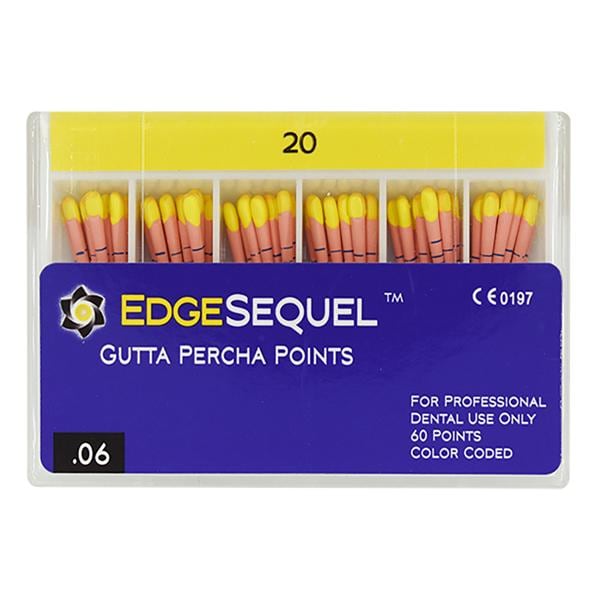 EdgeSequel Sapphire Gutta Percha Points Size #20 Yellow 60/Pk