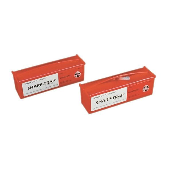 Sharp-Trap Sharps Container 0.5qt Red 2x2x7" Hinged Lid Horizontal Drop Plstc Ea, 100 EA/CA