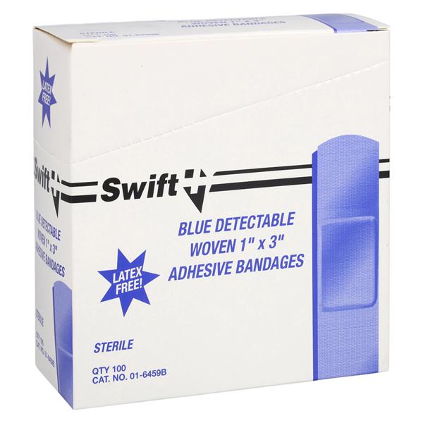 Swift Metal Detectable Bandage Fabric 1x3" Blue Sterile 100/Bx