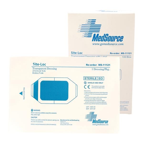 Site-Loc Polyurethane Film Transparent Dressing 4x4-3/4" Sterile Pts Adhs Trans