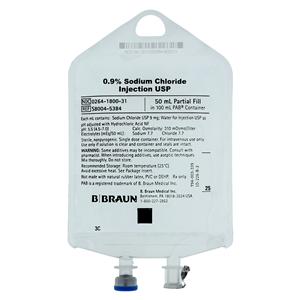 IV Injection Solution Sodium Chloride 0.9% 50mL Partial Additive Bag Ea