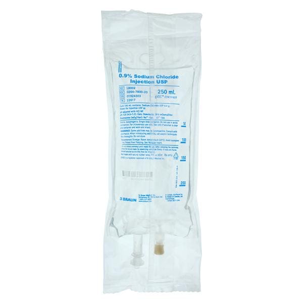 IV Injection Solution Sodium Chloride 0.9% 250mL Plastic Injection Container Ea