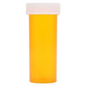 Medicine Vial Plastic 1.05" 8 Dram Amber Reusable Non-Sterile 410/Ca