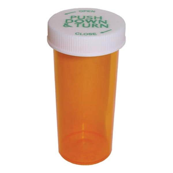 Medicine Vial Plastic 60 Dram Amber Reusable Non-Sterile 115/Ca