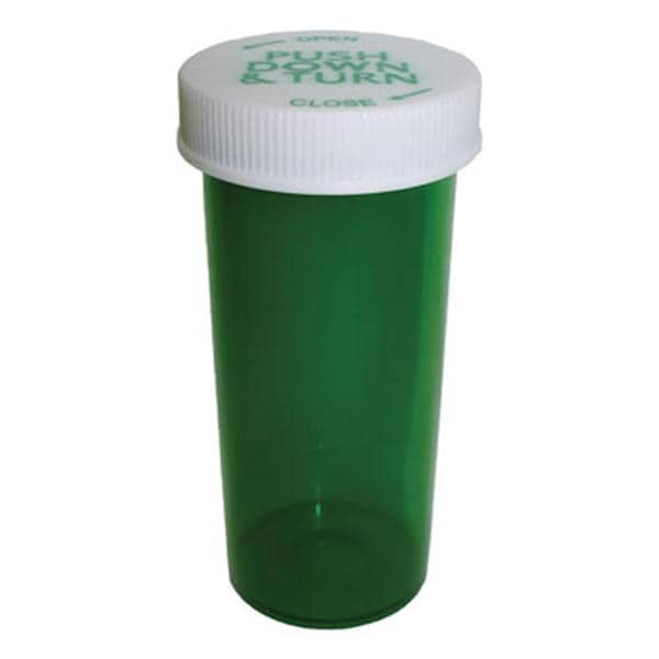 Medicine Vial Plastic 20 Dram Green Reusable Non-Sterile 360/Ca