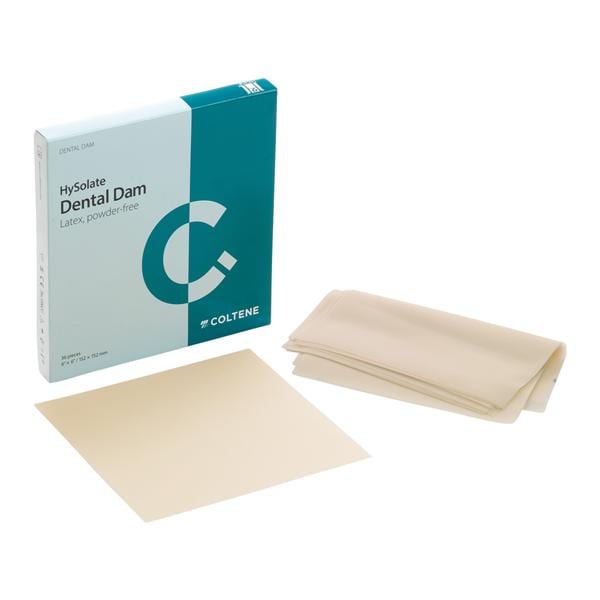 HySolate Latex Dental Dam 6 in x 6 in Thin Gauge Light Unflavored Unscntd 36/Bx