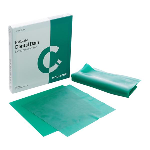 HySolate Latex Rubber Dam 6 in x 6 in Medium Gauge Green Unflvrd Unscntd 36/Bx