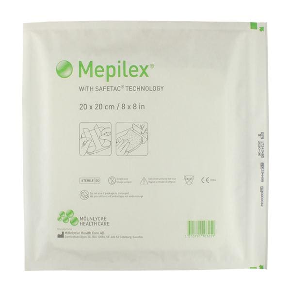 Mepilex Foam Dressing 8x8" Non-Adherent Self-Adhesive Absorbent, 4 BX/CA