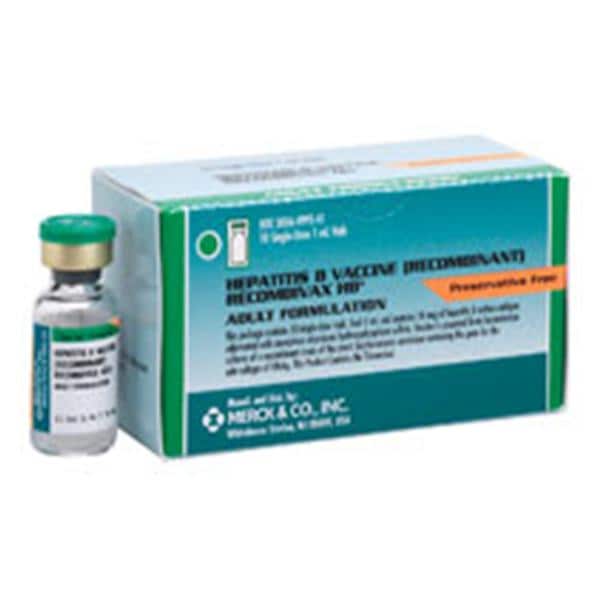Recombivax-HB Hepatitis B Adult Injectable 0.5mL SDV 1mL 10/Pk
