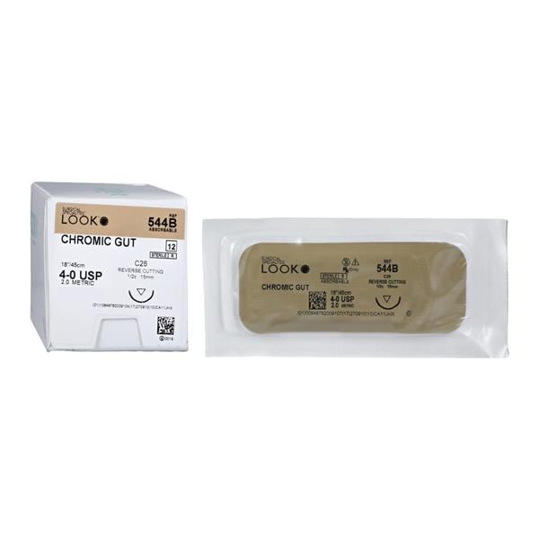 Sharpoint Suture 4-0 18" Chromic Gut Monofilament C-26 Undyed Beige 12/Bx