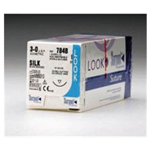 Look Suture 3-0 30" Silk Braid C-6 Black 12/Bx