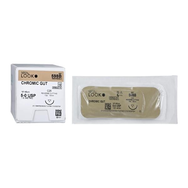 Sharpoint Suture 5-0 18" Chromic Gut Monofilament C-26 Undyed 12/Bx