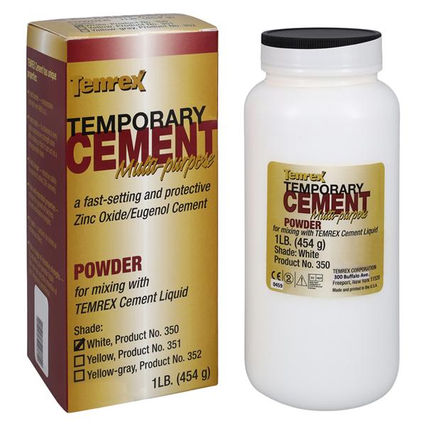 Temrex Powder Temporary Cement White Refill 1lb/Bt