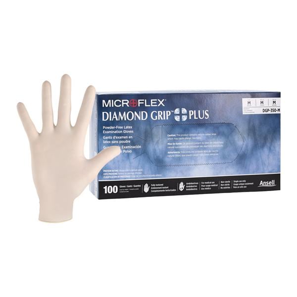 Diamond Grip Plus Exam Gloves Medium Natural Non-Sterile, 10 BX/CA