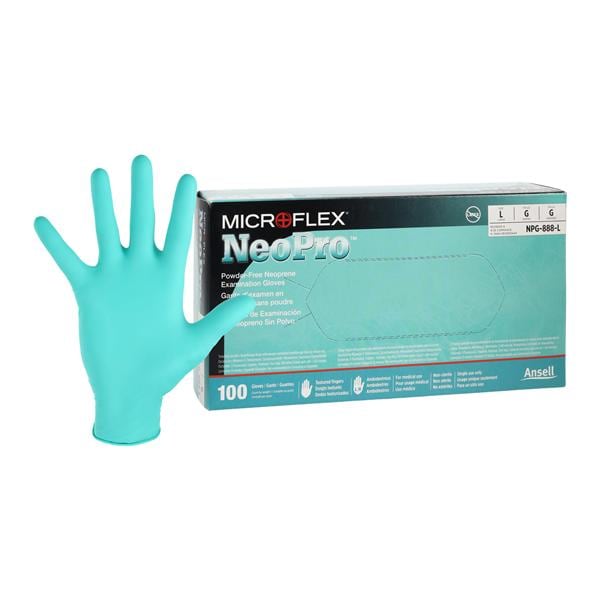 NeoPro Neoprene Exam Gloves Large Green Non-Sterile, 10 BX/CA