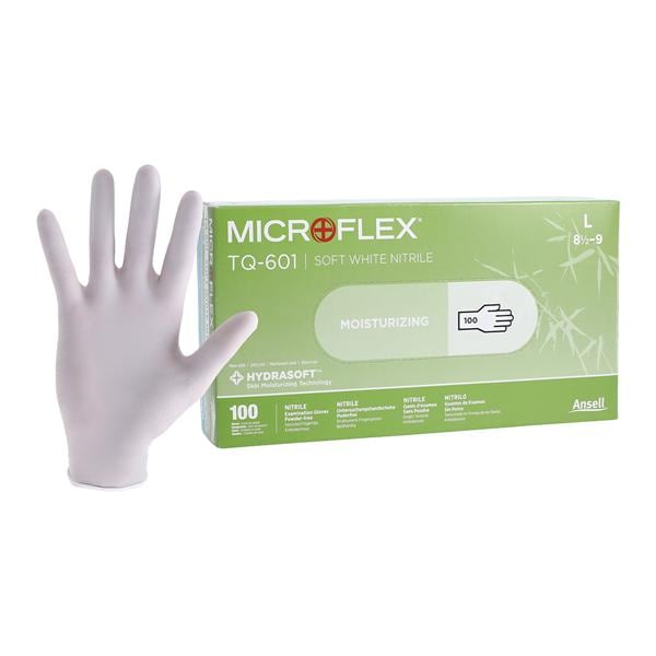 Soft White Nitrile Exam Gloves Large White Non-Sterile