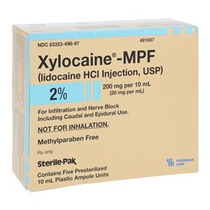 Xylocaine MPF Injection 2% Preservative Free Ampule 10mL 5/Package