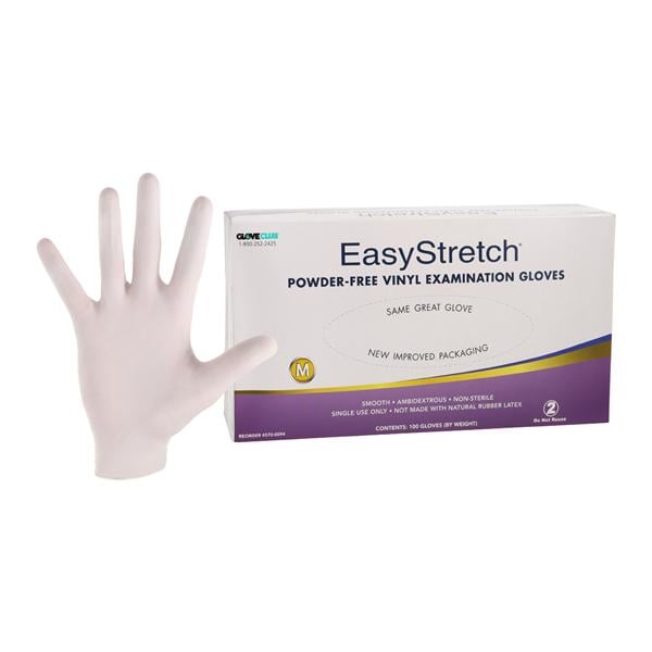 EasyStretch Vinyl Exam Gloves Medium Non-Sterile