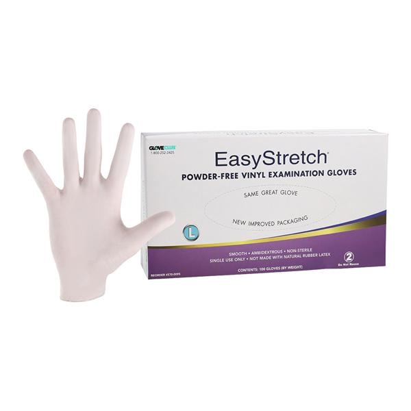 EasyStretch Vinyl Exam Gloves Large Non-Sterile