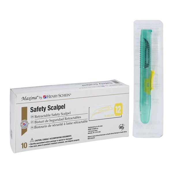 Scalpel Maxima #12 Safety Sterile Disposable 10/Bx, 50 BX/CA