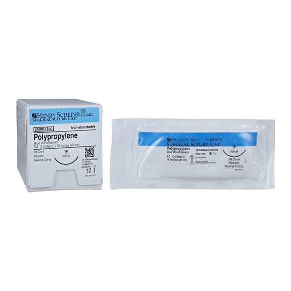 Prolene Suture 3-0 18" Polypropylene Monofilament DSM24 Blue 12/Bx