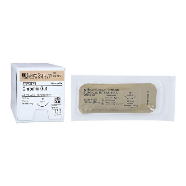 HSB Suture 4-0 18" Chromic Gut Monofilament DSM19 12/Bx