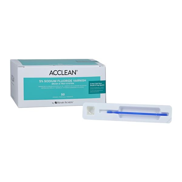 Acclean Fluoride Varnish Brush & Tray Unit Dose 5% NaF 0.4 mL Mint 50/Bx