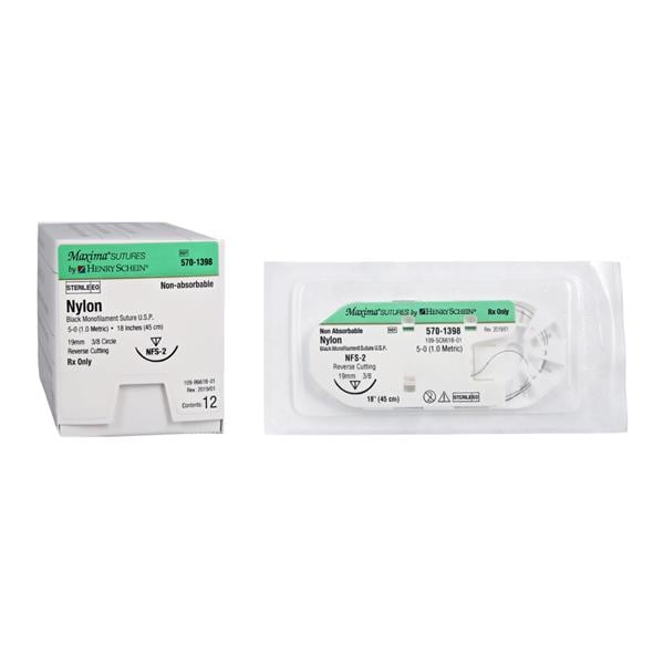 Maxima Suture 5-0 18" Nylon Monofilament NFS-2 Black 12/Bx