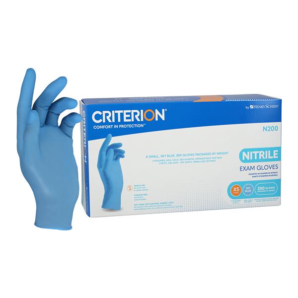 Criterion N200 Sky Blue Nitrile Exam Gloves X-Small Sky Blue Non-Sterile