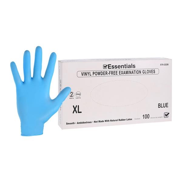 Essentials Vinyl Exam Gloves X-Large Blue Non-Sterile