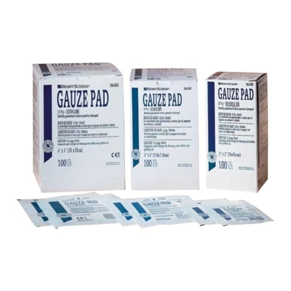 100% Cotton Gauze Pad 3x3" 12 Ply Sterile Square LF, 24 BX/CA