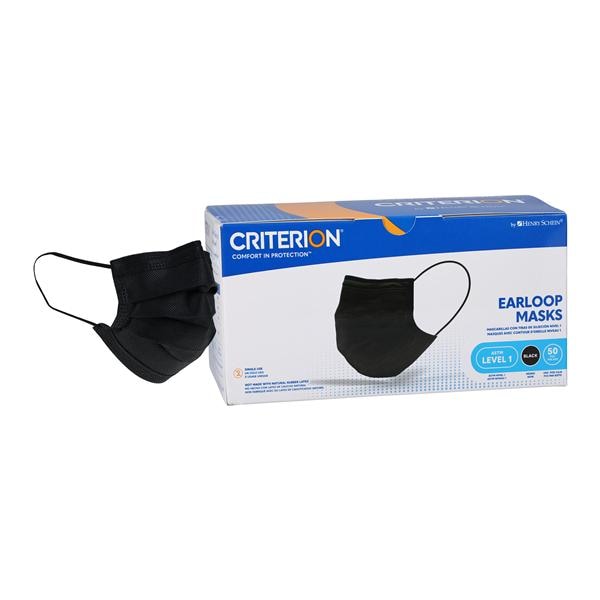 Criterion Earloop Face Mask ASTM Level 1 Black Adult 50/Bx