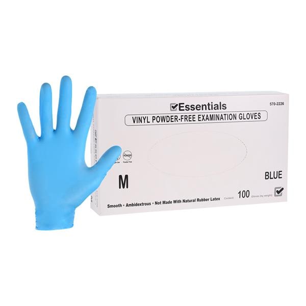 Essentials EDLP Vinyl Exam Gloves Medium Blue Non-Sterile
