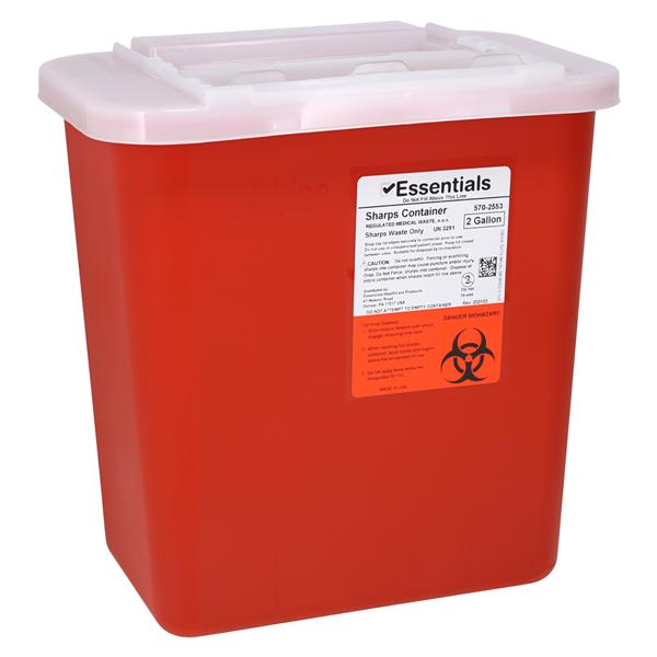 Essentials EDLP Sharps Container 2gal Red 18.5x14.125x18.5" Side Entry Plypro Ea