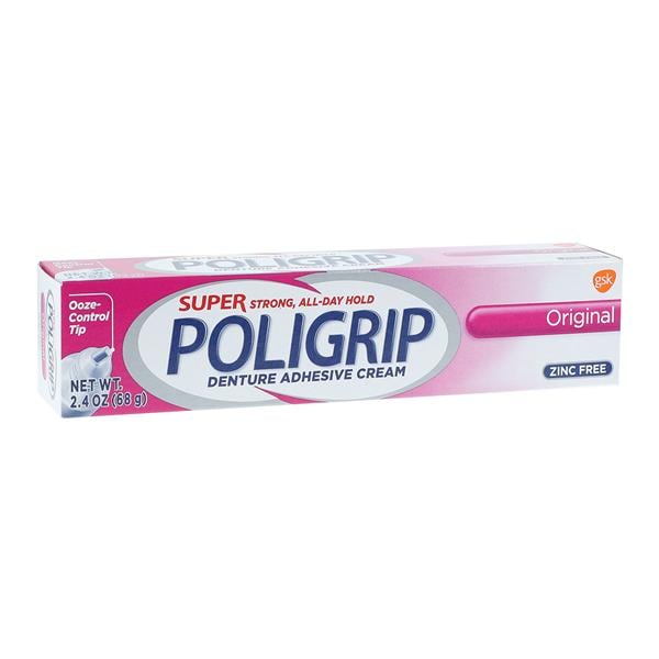 Super Poligrip Denture Cream Zinc Free Original 2.4oz/Tb, 24 EA/CA