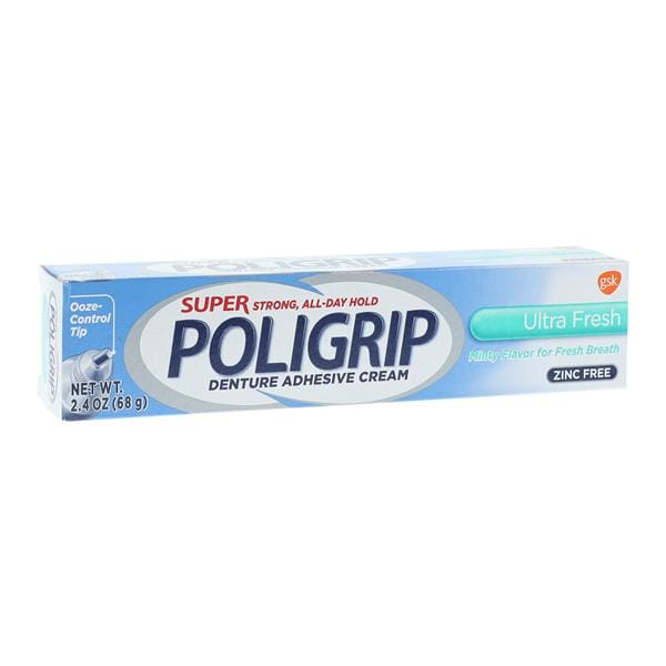 Super Poligrip Denture Cream Zinc Free Ultra Fresh 2.4oz/Tb