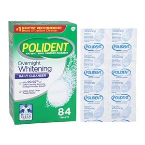 Polident Denture Cleanser Overnight Whitening Tablets 84/Bx