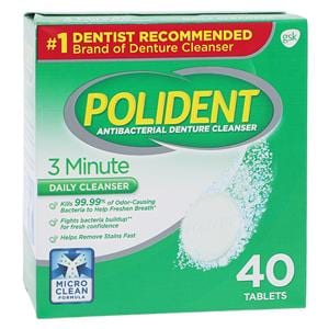 Polident Denture Cleanser Hand 3-Minute Triple Mint Fresh Tablets 40/Bx