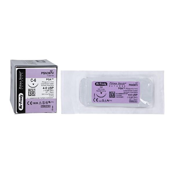 Perma Sharp Suture 4-0 27" Polyglycolic Acid Braid C-6 Violet 12/Pk