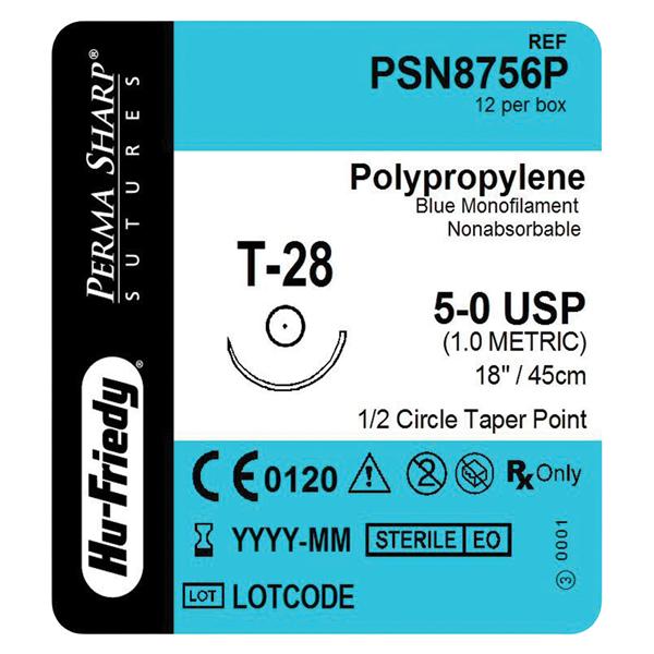 Perma Sharp Suture 5-0 18" Polypropylene Monofilament T-28 Blue 12/Bx