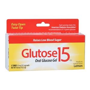 Glutose 15 Lemon Gel Gel 15gm Lemon Tube 3/Pk