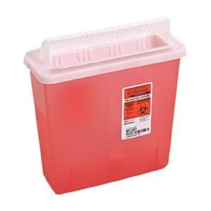 Sharps Container 5qt Transparent Red 4.75x10.75x11" Ld/Wd Opn Hrzntl Drp PP Ea, 20 EA/CA